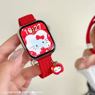 สายรัดแม่เหล็กสีแดงไวน์เหมาะสําหรับ ฉันดู49/46/45/44/42/41/40/38 มม.จี้การ์ตูนออกแบบเหมาะสําหรับสมาร์ทวอทช์ 11/กับ3/10/9/8/7/5/4/3/2/1