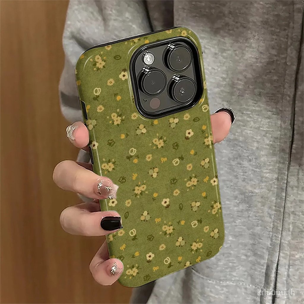 ดอกไม้สีเขียวสดขนาดเล็กเหมาะสําหรับ iPhone 17 15Pro XR 11ProMax 7/8Plus 14Pro 16ProMax XSMAX 14ProMa