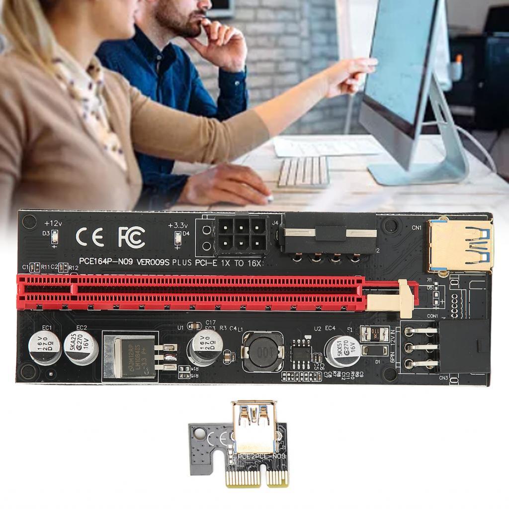 PCIE 1X ถึง 16X Riser การ์ด 4 ตัวเก็บประจุ Solid PCB ยืดหยุ่นสาย USB Mining กราฟิก PCIe สําหรับ Win7
