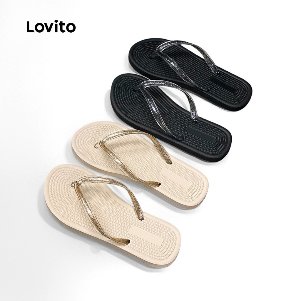 Lovito รองเท sandal แบบสไตล์รีสอร์ทสำหรับผู้หญิงแบบสบายๆ LFA93078