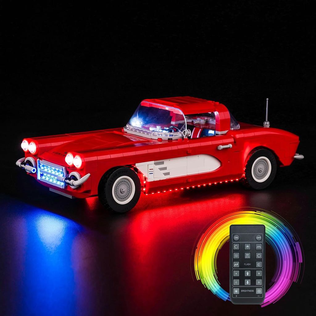 ชุดไฟ LED BrickBling เข้ากันได้กับรถของเล่น Lego 10321 Chevrolet Corvette, ไฟเวอร์ชันรีโมทคอนโทรลเข้