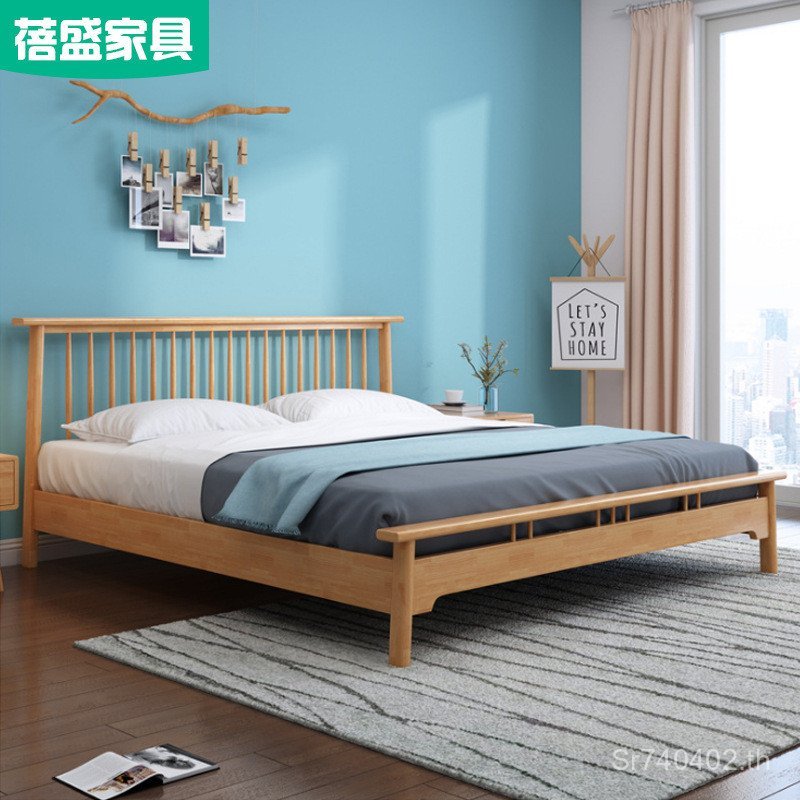 1.5 B & B Master Bed เช่า Room Windsormi เตียงคู่ Log แผ่นเตียงไม้เนื้อแข็ง 1.8 เตียง Nordic ญี่ปุ่น