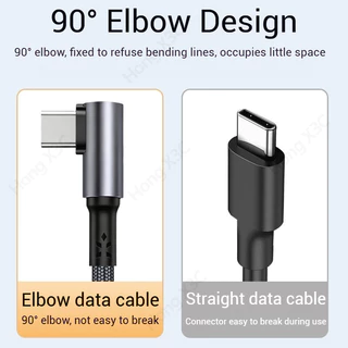 90° ข้อศอก USB Type C ถึง Type C/IOS สายเคเบิลข้อมูลโทรศัพท์ 0.2 M/0.5 M Power Bank สายสั้น 60W Fast Charging ถักข้อมูลสายไฟรถ Charger สําหรับ IOS/Type C