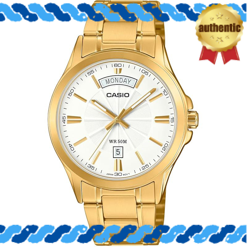 [Casio] CASIO Analog Quartz Men's Watch MTP-1381GD-7AV Metal Band Gold White Overseas Model [Paralle