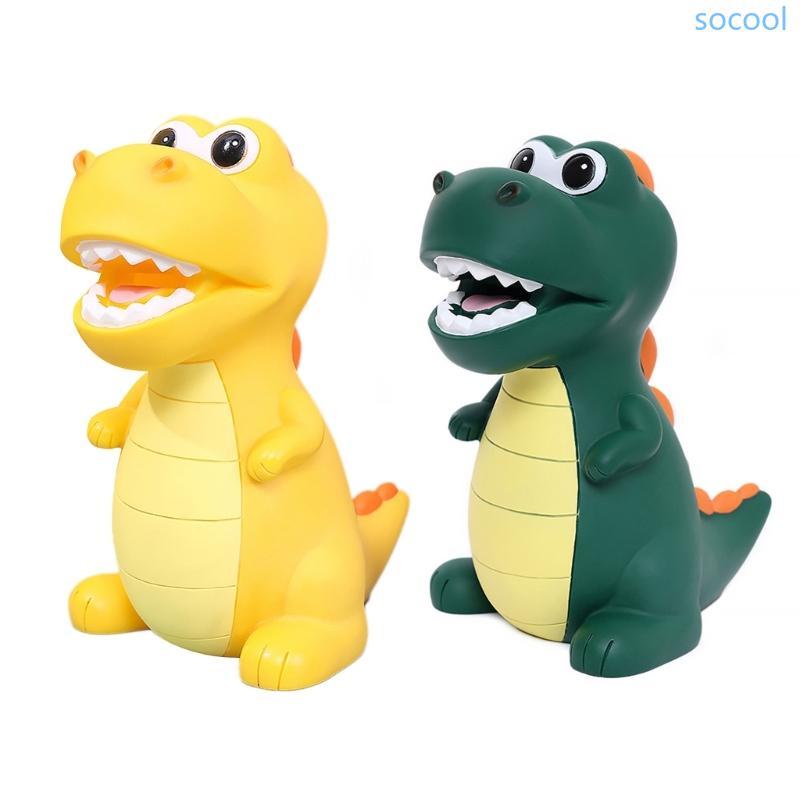 Soc* Dinosaur Money Coin Bank Plastic Shatterproof Kids Piggy Bank for Boys Girls