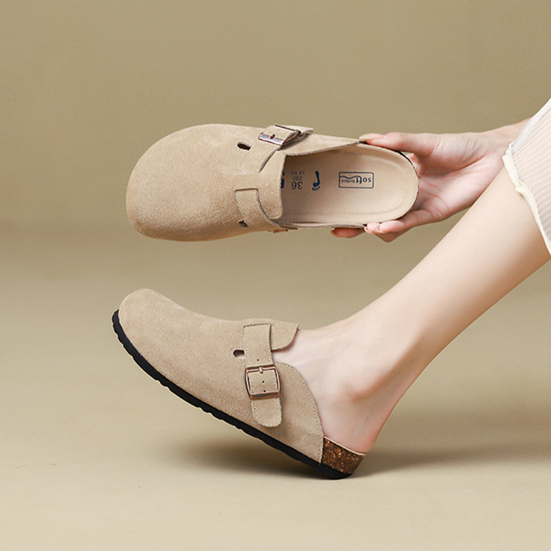 คุณภาพรองเท้าผู้หญิงแบน Birkenstock รองเท้าผู้หญิงฤดูใบไม้ผลิฤดูใบไม้ร่วงแฟชั่น Baotou รองเท้าแตะครึ