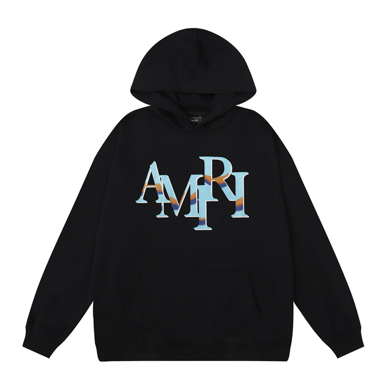 Casual Street Hot AMIRI Printing Hoodie แขนยาวจากผ้าฝ้ายแท้