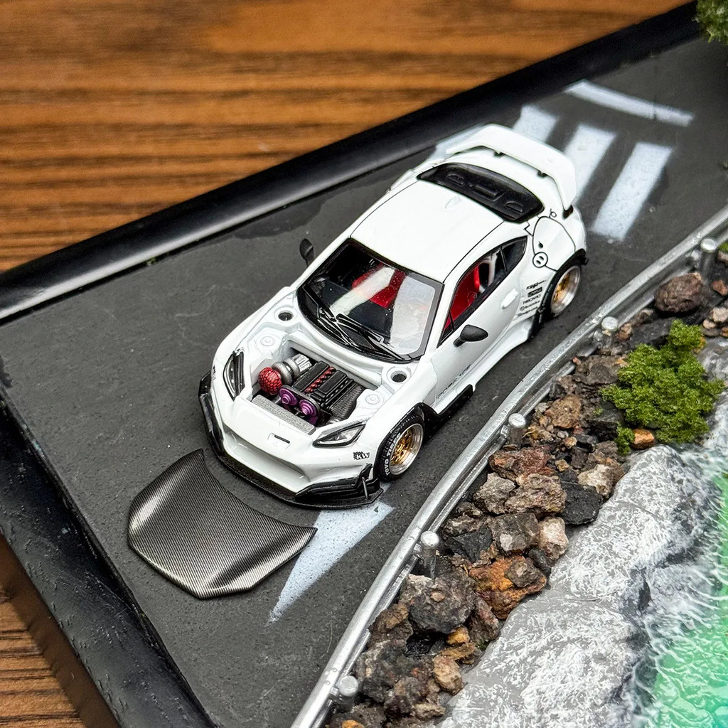 POPRACE 1/64 Toyota PANDEM GR86 ZN8 โลหะผสมรถDiecastรุ่นของเล่นของขวัญวันเกิด