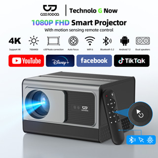 GOOJODOQ 1080P FHD Smart Projector Dual Speakers Motion Sens…