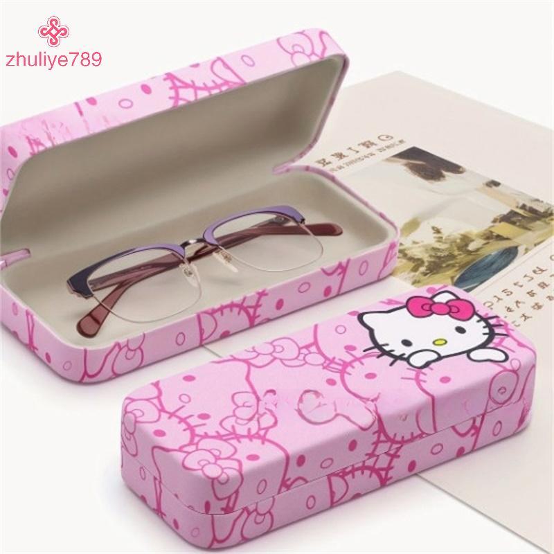 <zhuliye789>น่ารักการ์ตูนHello Kittyตัวเลขกรณีแว่นตาน่ารักKTแมวแว่นตากล่องเก็บแบบพกพาแว่นตากันแดดกรณ