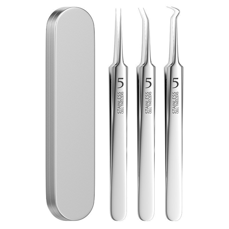 แหนบรักษาสิว 4 ชิ้น/เซ็ต, คลิปเซลล์ที่คมชัดเป็นพิเศษสําหรับการกําจัดสิวหัวดํา, เครื่องมือความงามที่มีความแม่นยํา - รูปที่ 6