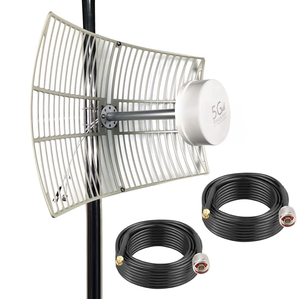 5G Mimo เสาอากาศ 4G LTE กลางแจ้ง Parabolic เสาอากาศทิศทาง WiFi เสาอากาศ 698-6000MHz 30dBi LMR400, LM