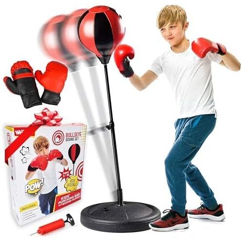 Whoobli Punching Bag สําหรับเด็กและเด็กวัยหัดเดิน Incl นวมชกมวย| 3-10 ปีปรับเด็กเจาะกระเป๋าพร้อมขาตั