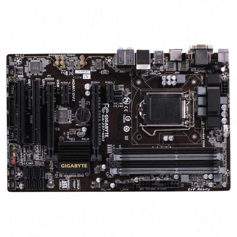 ใหม่ 1150-เข็ม Gigabyte/Gigabyte Z97-HD3 เมนบอร์ด Z97 VGA DVI HDMI DDR3