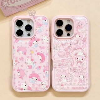 เข้ากันได้กับ iPhone 17 16 15 14 13 12 11 Pro Max X Xr Xs Max 7 8 Plus SE2020 เคสโทรศัพท์การ์ตูนน่ารักเค้กสีชมพู Melody หนังนุ่มปกหลัง
