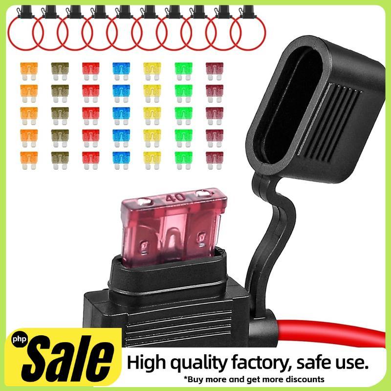 10Pack Inline Fuse Holder 12 V,12 AWG กันน้ําฟิวส์ 35 ชิ้น (5A/7.5A/10A/15A/20A/30A/40A) มาตรฐานรถฟิ
