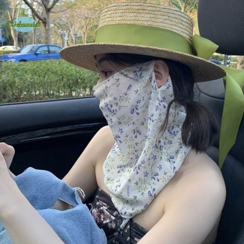[WLB-t] ดอกไม้หน้ากากฤดูร้อนเต็มหน้าอัลตราไวโอเลตหญิงบางส่วนปกผ้าคลุมหน้าหน้ากากคอป้องกันคอใหม่