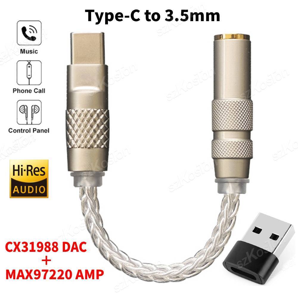 อัพเกรดเครื่องขยายเสียงดิจิตอล CX31988 MAX97220 ชิปประเภท C 3.5 มม. AMP อะแดปเตอร์ HiFi 32Bit/384kHz หูฟัง DAC อะแดปเตอร์สําหรับ Samsung Android Mac Windows ectcod