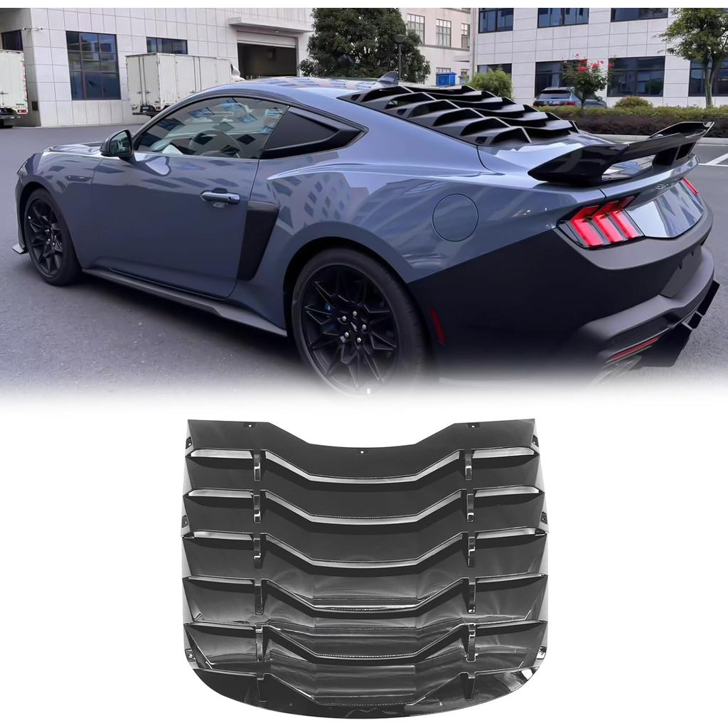 FREEMOTOR802 บานเกล็ดหน้าต่างด้านหลัง, ใช้งานร่วมกับ 2024-2025 Ford Mustang 7th Gen S650 Coupe 2 ประ