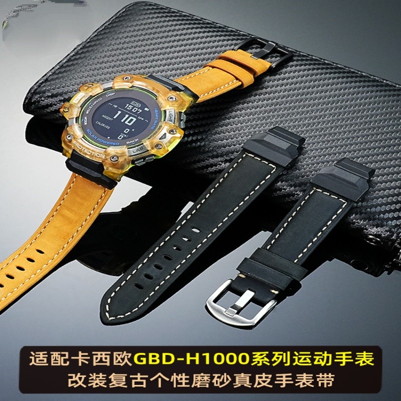 เหมาะสําหรับ Casio G-H1000 Catman Series 3475 GBD-H1000 ดัดแปลงสายนาฬิกาหนังแท้ย้อนยุค