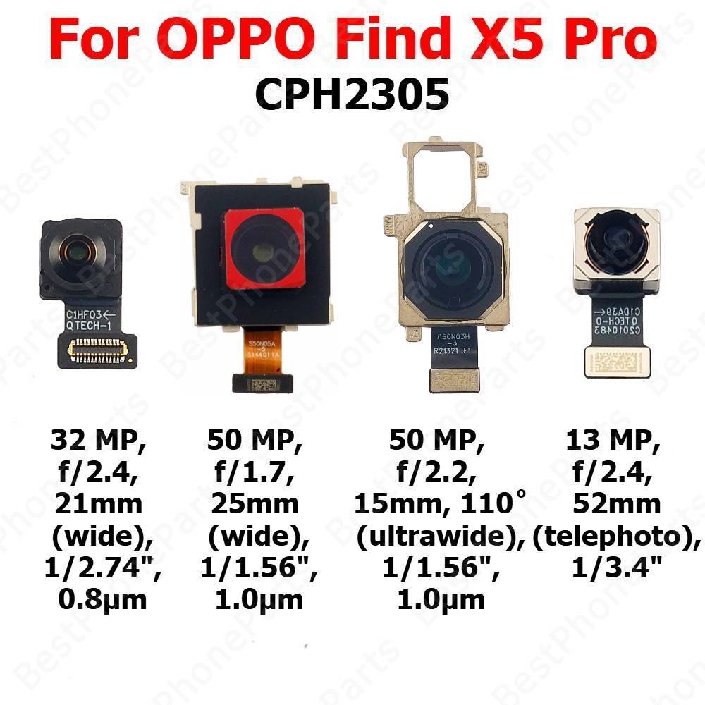 กล้องด้านหน้าด้านหลังสําหรับ OPPO ค้นหา X5 Pro CPH2305 Backside Facing Frontal Selfie กลับโมดูลกล้องโทรศัพท์มือถืออะไหล่ทดแทน