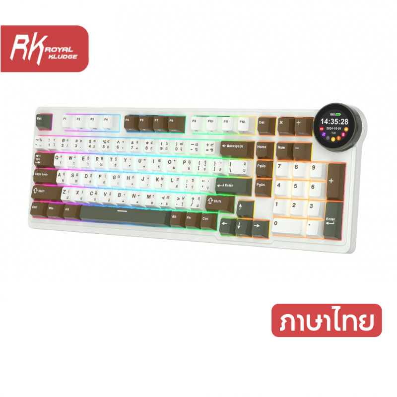 Royal Kludge RK N99 Palm Green 98 Key Tri-Mode RGB แบบมีสายบลูทูธ 2.4G ไร้สายพร้อมหน้าจอ TFT แป้นพิม