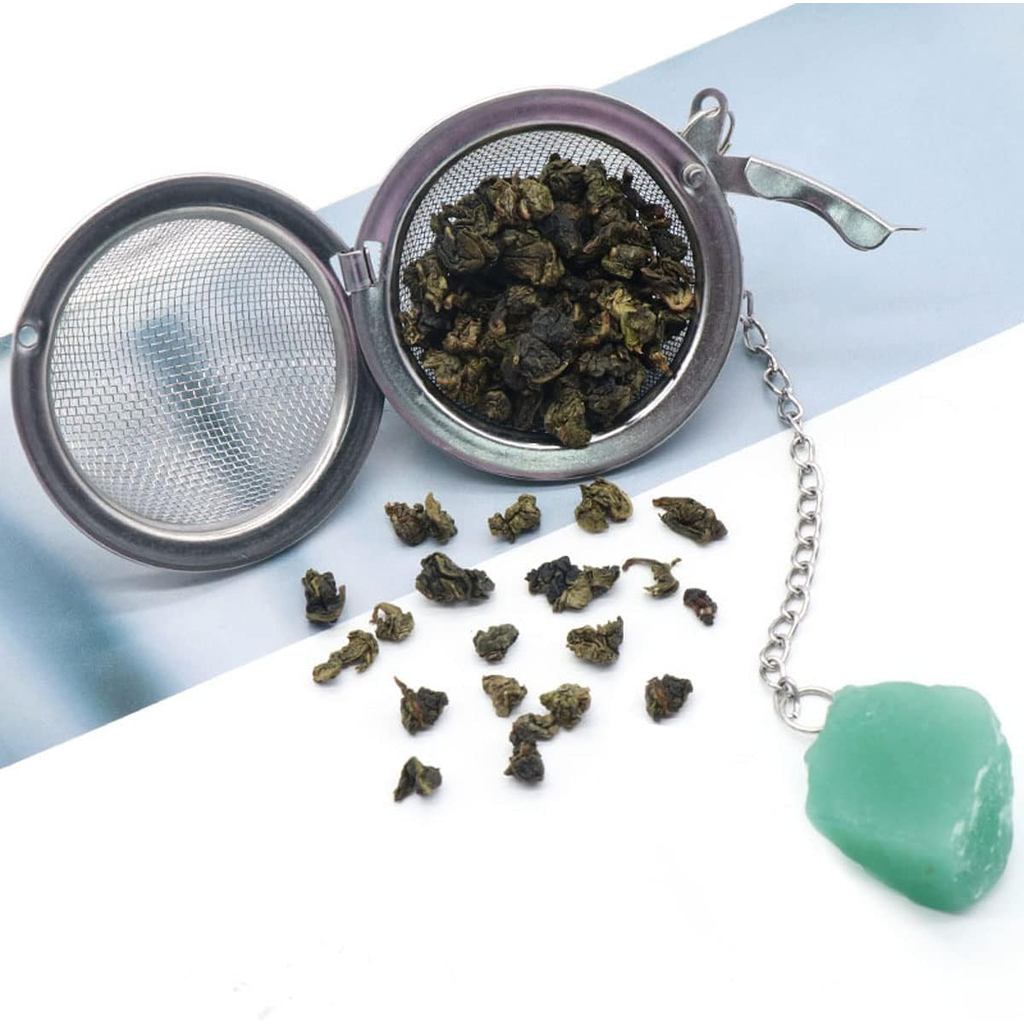 5 Pcs Tea Filter Stainless Steel with Crystal Energy Stone Tea Strainers with Fine Mesh Extend Chain