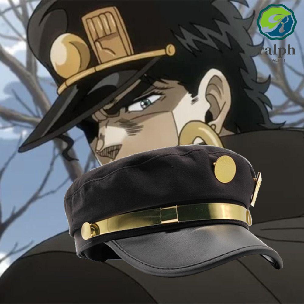 RALPH Kujo Jotaro Cosplay หมวกแบนสีดำ สไตล์ Hip-Hop และ Vintage Harajuku