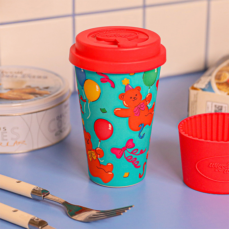 Wiggle wigle Wiggle Coffee ถ้วยประกอบพร้อมฝาปิดถ้วยน้ําหญิงมูลค่าสูงผงไม้ไผ่ถ้วยความจุขนาดใหญ่ถ้วยขอ