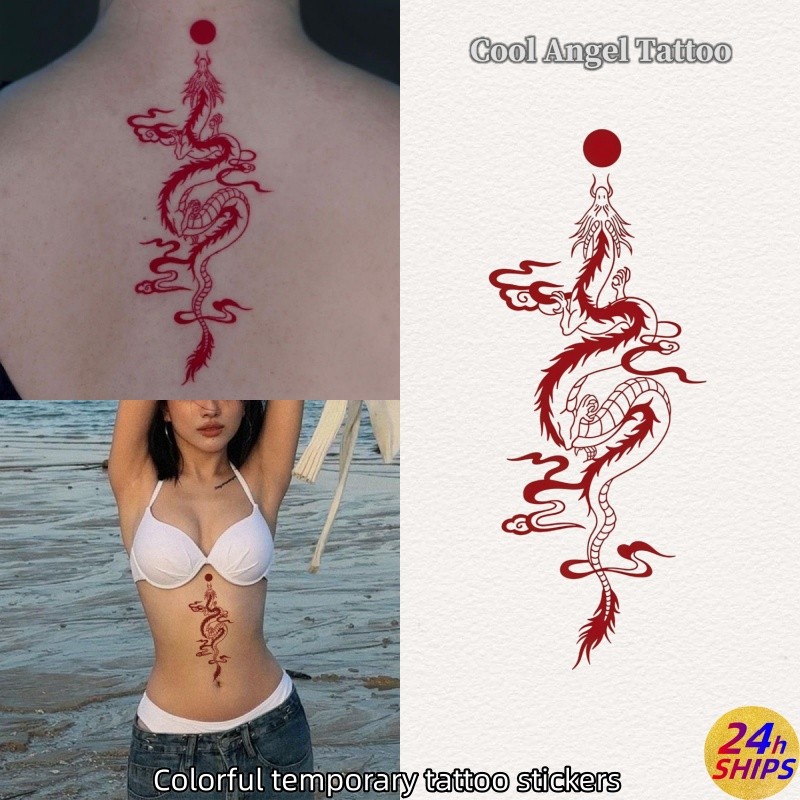 สติกเกอร์รอยสักลายเงามังกร ลวดลายสวยงาม ติดทนนานถึง 7 วัน