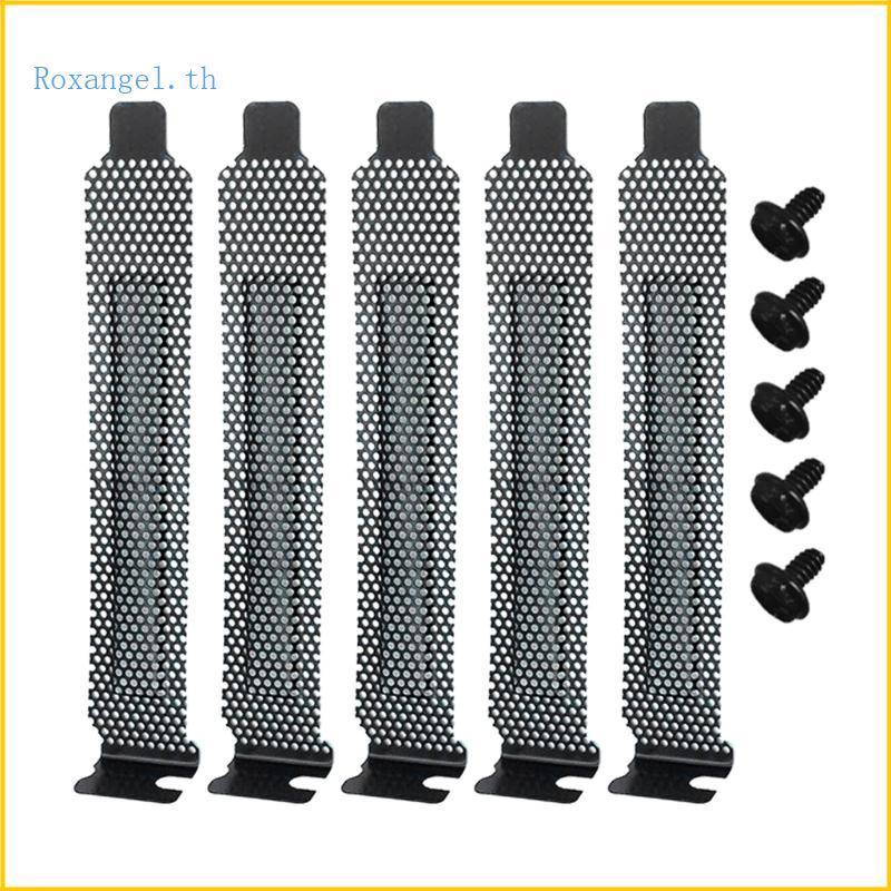 ROX 5 ชิ้น PCI Slot Cover กรองฝุ่นแผ่นเปล่าเหล็กแข็งพร้อมสกรูสําหรับ PC
