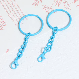 10pcs แหวนกลมที่มีสีสันกับโซ่ขยายแขวนกุ้งก้ามกรามหัวเข็มขัด 3 ชิ้นสำหรับมือ DIY พวงกุญแจอุปกรณ์เสริม