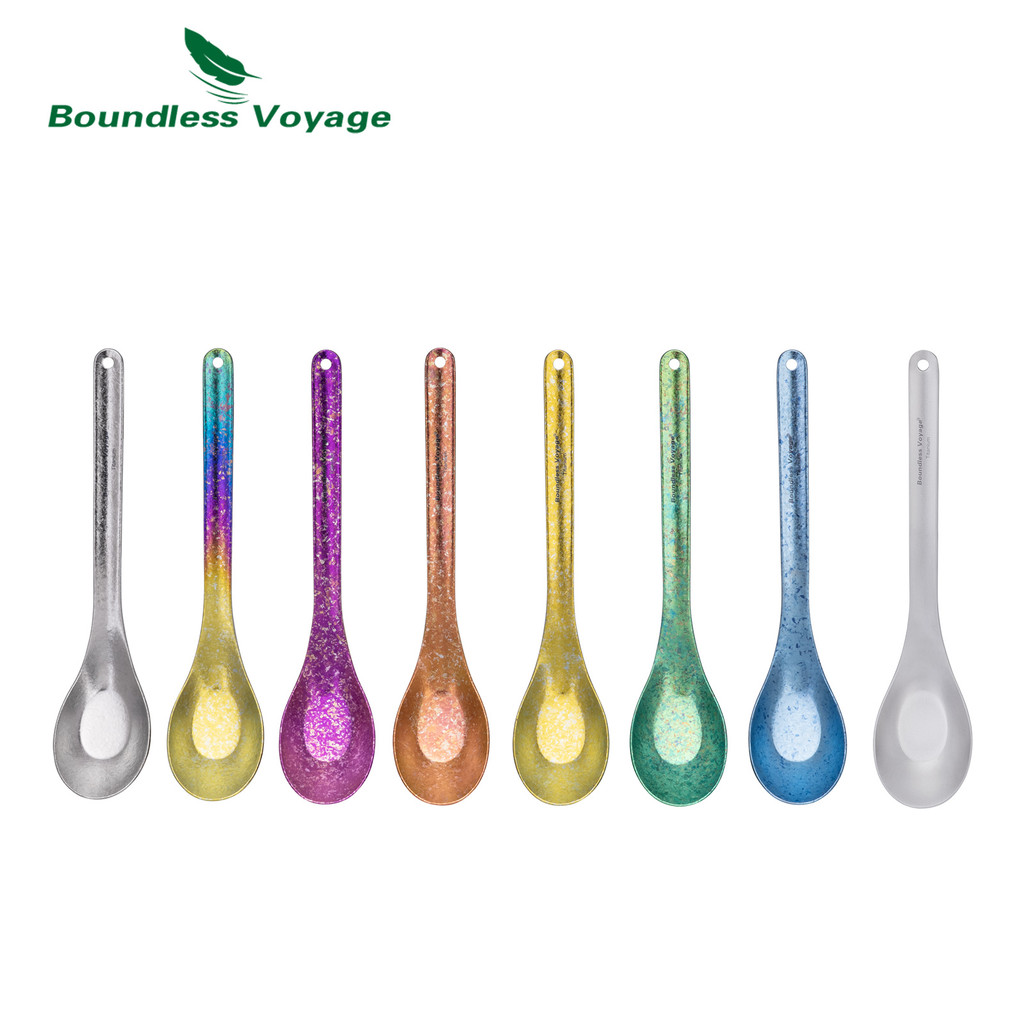 ช้อนไทเทเนียม camping ด้ามยาว 16.8 cm สะดวกพกพา ใช้ได้ทั้งช้อนซุปและส้อม สำหรับการตั้งแค้มป์และการเดินทางกลางแจ้ง