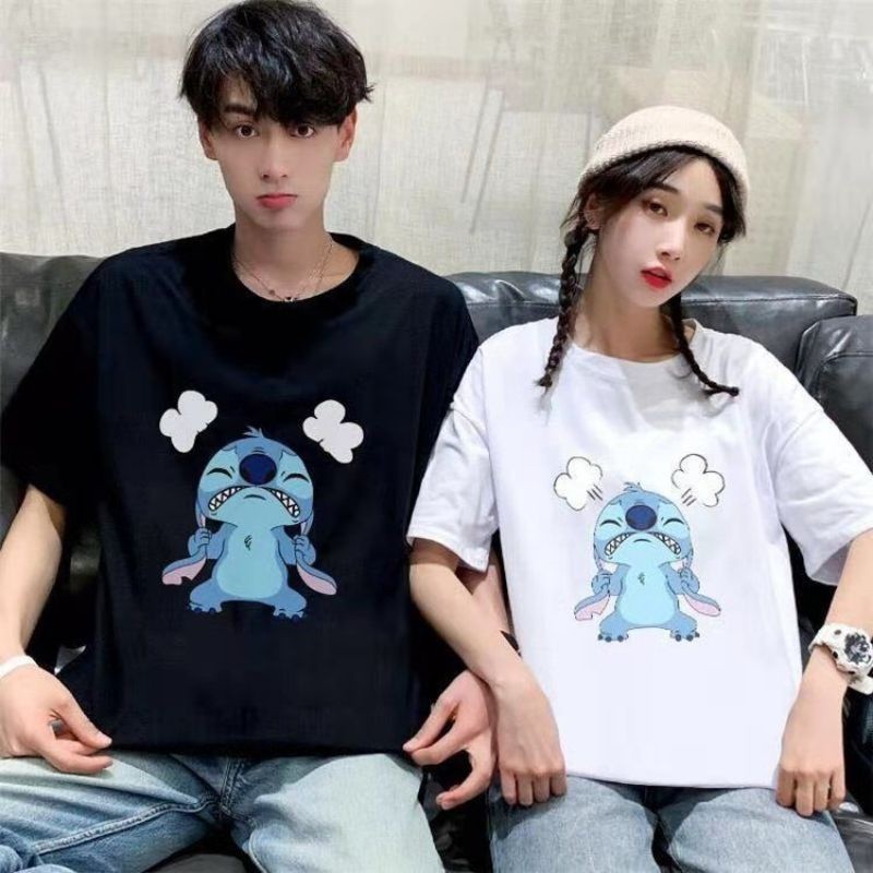 Stitch tee Couple Tee Round T-Shirt Couple set Daily Wear casual Wear SLEEP WEAR ใส่ออกเดท