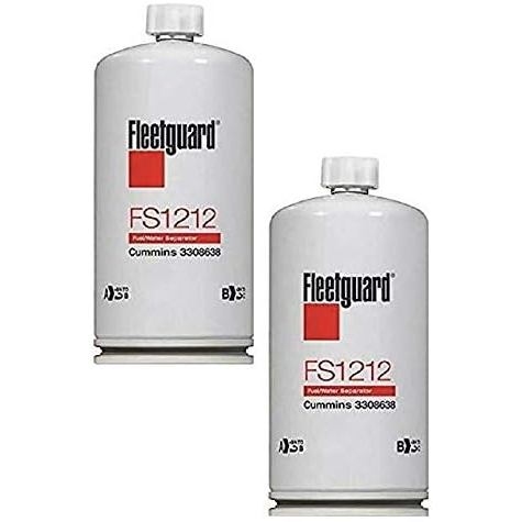 FS1212 Fleetguard Fuel/Water Separator Spin-On Filter (แพ็ค 2 ชิ้น)