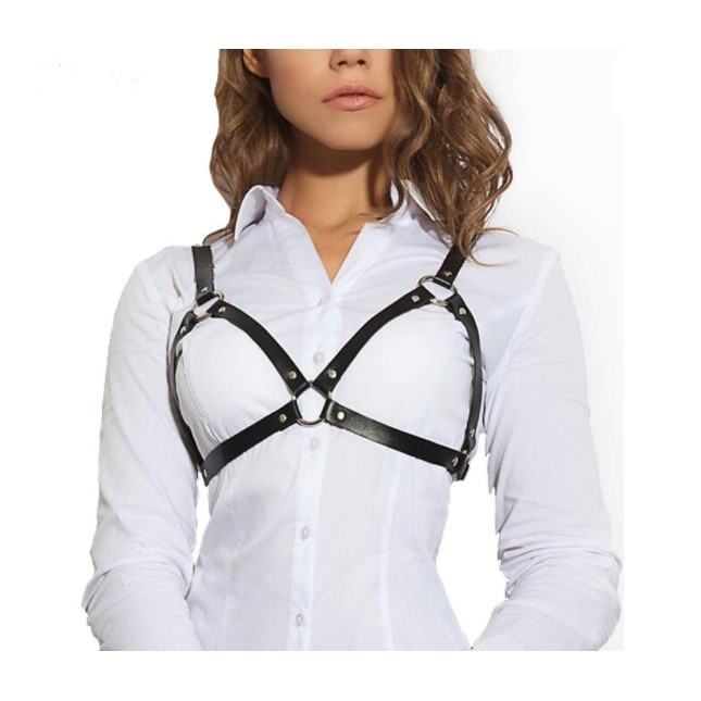 แฟชั่นหนังอุปกรณ์เสริมเซ็กซี่ Hollow Suspenders เข็มขัด Tube Top All-Match ไนท์คลับสวมใส่สีดํารัดตัว