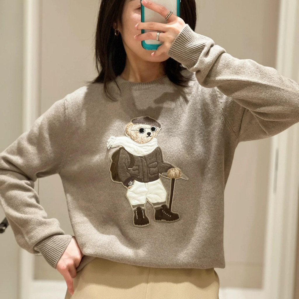 FHC0 RL 2024 ฤดูใบไม้ร่วงฤดูหนาวขนสัตว์แคชเมียร์ Heavy Industry การ์ตูนหมีรอบคอวิทยาลัย Age-Reductio