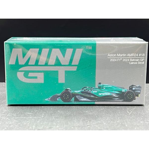 MiniGT Aston Martin AMR24 #18 Lance Stroll 2024 F1 2024 Bahrain GP