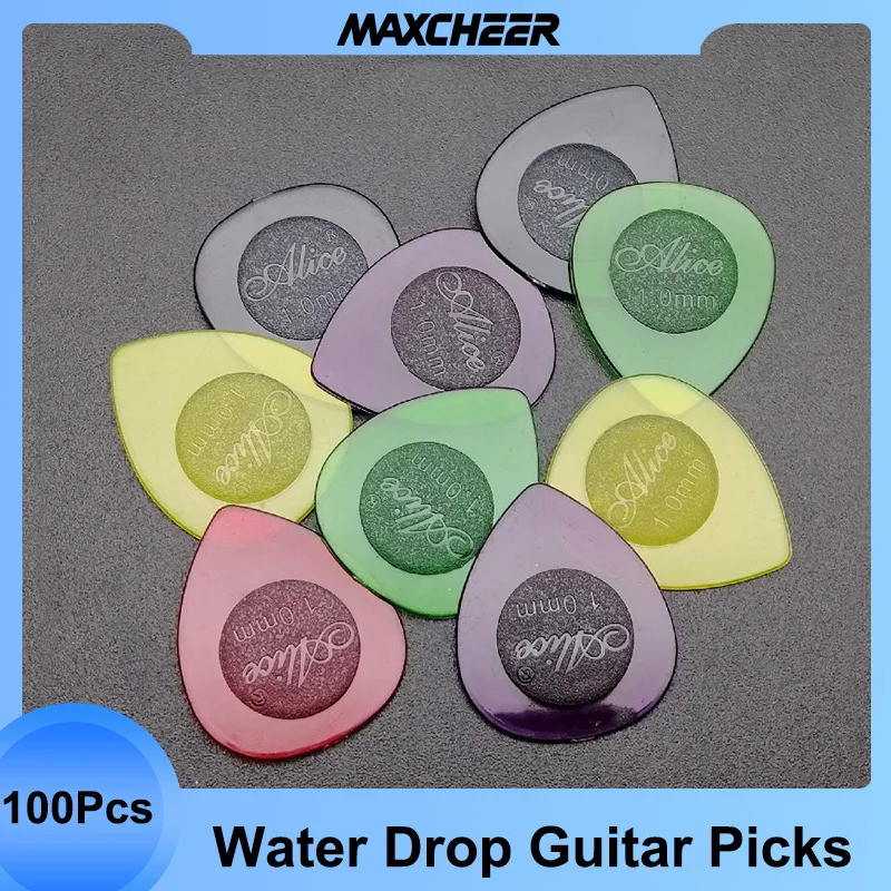 Alice 100pcs โปร่งใส Big/ขนาดเล็ก Mediators ทนทาน Water Drop กีตาร์ Picks Rain Drop Bass กีตาร์ Plec