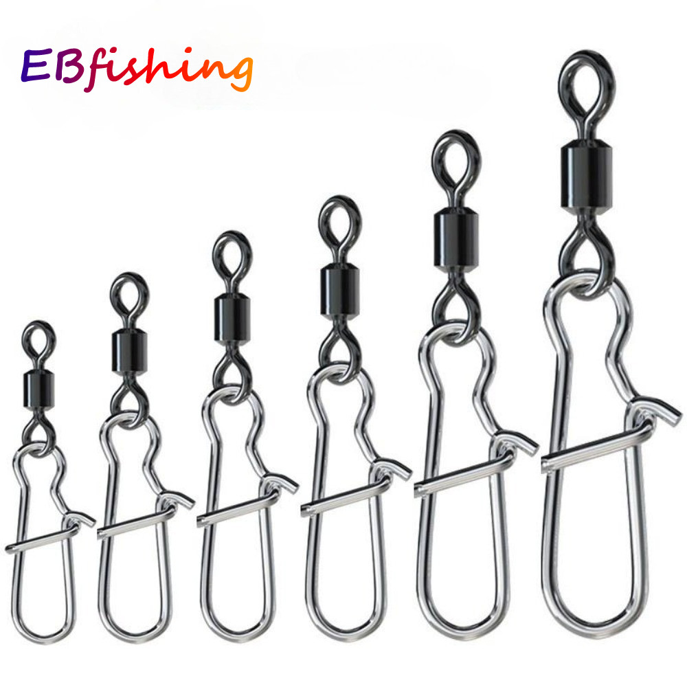 50PCS Fishing Connector Pin แบริ่ง Rolling หมุนสแตนเลสอุปกรณ์ตกปลา snap