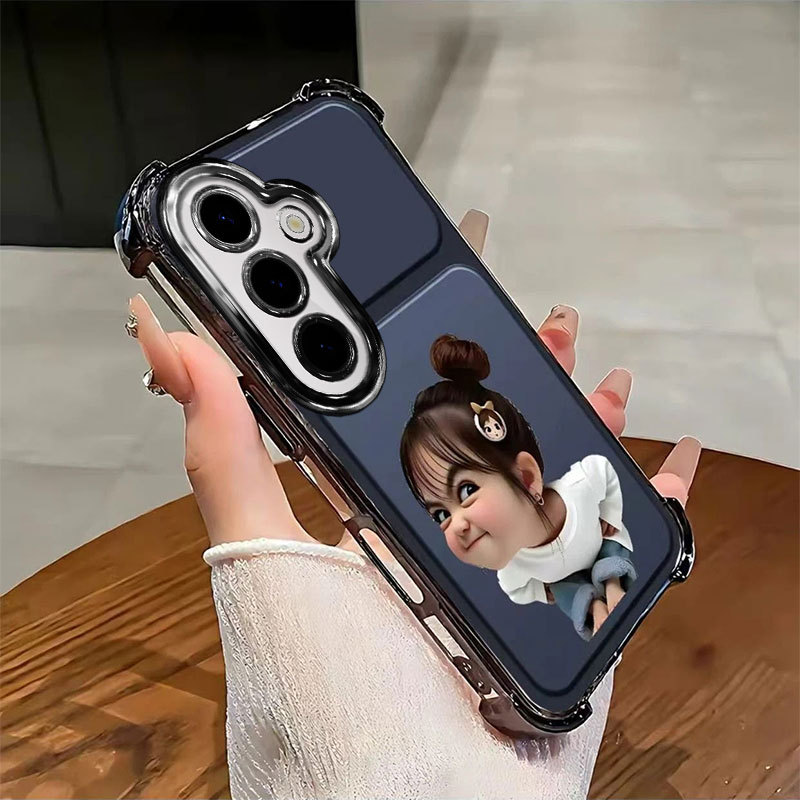 SAMSUNG ปลอก สําหรับ ซัมซุง ส24 เฟ การ์ตูนครอบคลุมเต็มรูปแบบหล่นหลักฐานที่น่าสนใจและน่ารักสาวปก ไฟฟ้า กล้องป้องกันซิลิโคนกรณีโทรศัพท์ - รูปที่ 4