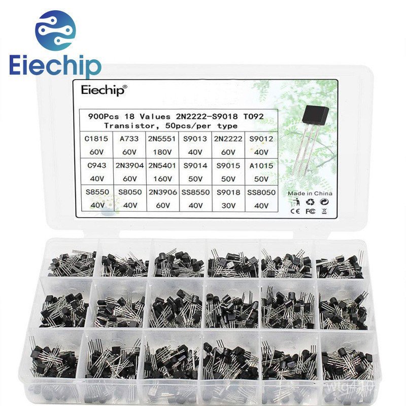 กล่องส่วนประกอบ 2N222/In-Line pcs Kit Triode C1815// S8050 ทรานซิสเตอร์ 900 ชิ้น A1015 PL49