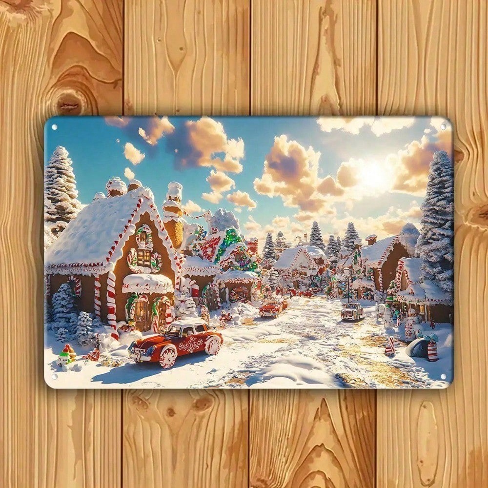 2DBrand 2D แบนแนวนอนดีบุกภาพวาด - งานฝีมือคริสต์มาสฤดูหนาวตกแต่งฉาก,ประณีตงานรื่นเริง Home Wall Art 