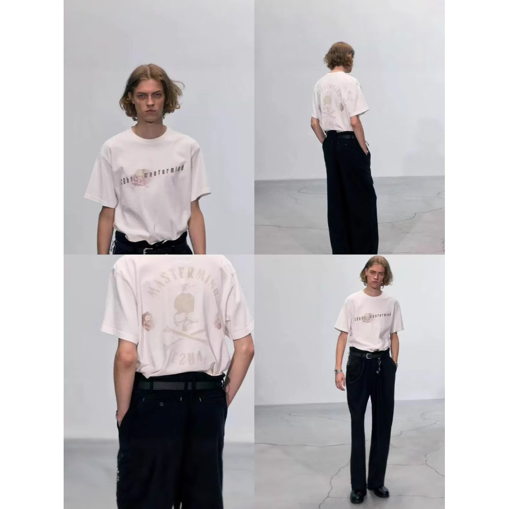 H0T0 MMJ x C2H4Skull Short Sleeve High Street Unisex Loose Fit Crack Distressed Heavyweight T