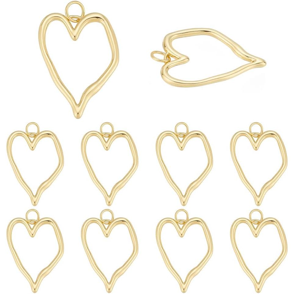 จี้หัวใจทองเหลืองแบบ Dangle Bezel สำหรับทำสร้อยคอและเครื่องประดับ DIY