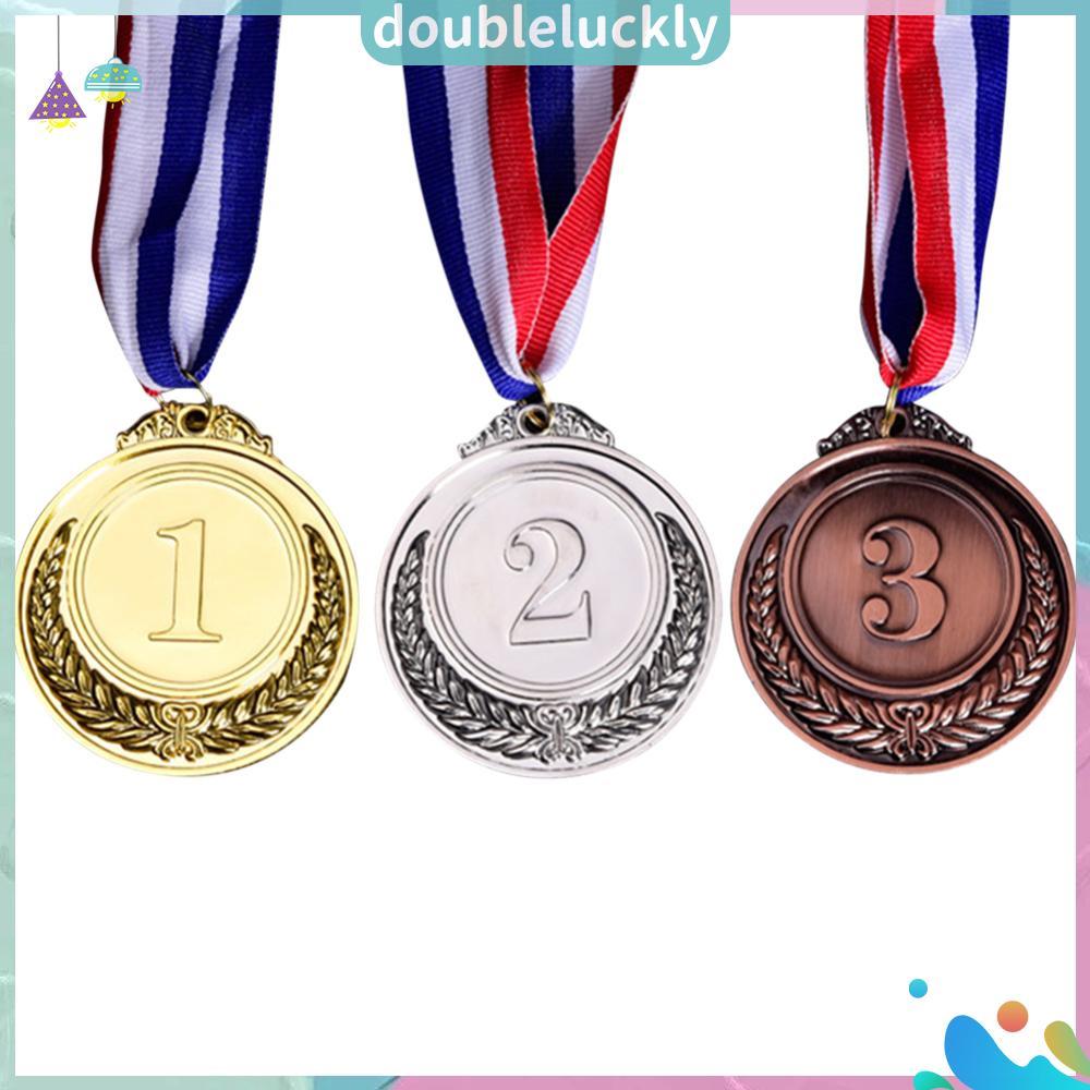 ⚡24ชม.⚡เหรียญรางวัลสีบรอนซ์เงินทอง 2 นิ้วพร้อมริบบิ้นคอ 1st 2nd 3rd รางวัลเหรียญรอบสําหรับปาร์ตี้การ