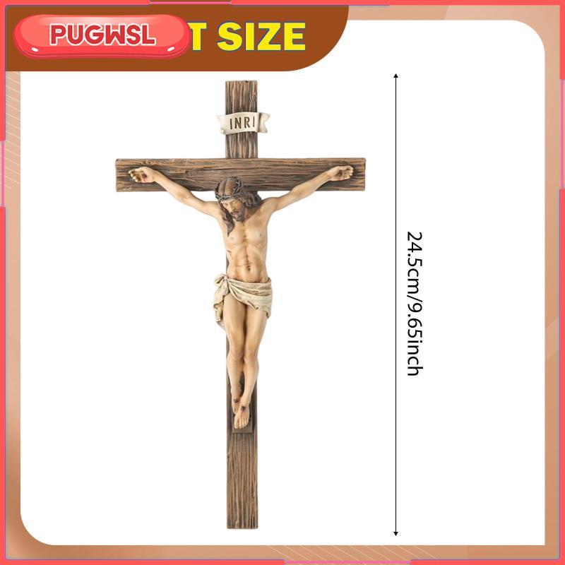 [pugwsl] Crucifix Wall CROSS เรซิ่นพระเยซูคริสต์ผนัง CROSS สําหรับกลางแจ้ง Yard ชั้นวางหนังสือ