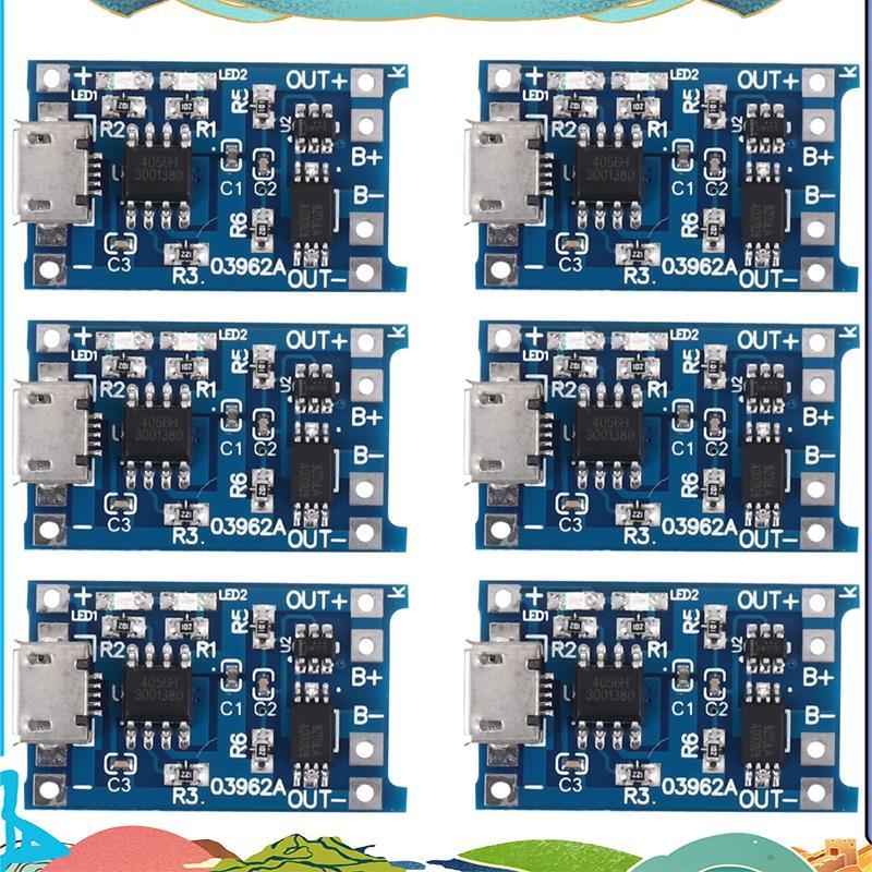 6PCS สําหรับ TP4056 ชาร์จ ule พร้อมป้องกันแบตเตอรี่ 18650 BMS 5V