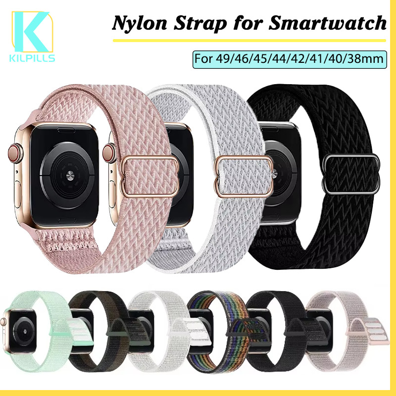 สายไนล่อนอ่อน แบนด์ปรับได้ for iWatch Ultra 4 SE 3 2 Series 12 11 10 9 8 7 6 5 4 3 49มม. 46 45 42มม.41มม.38มม
