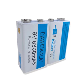 แบตเตอรี่แบบชาร์จไฟ USB Li-ion ขนาด 9V 6800mAh (พร้อมสายชาร์จ Type-c)